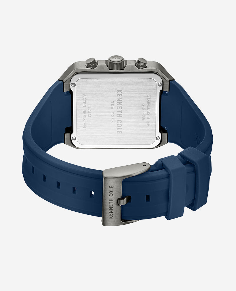 Skeleton Automatic Blue Silicone Strap Watch