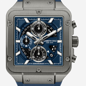 Skeleton Automatic Blue Silicone Strap Watch