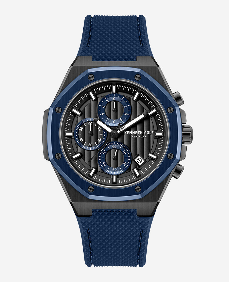 Dress Sport Chronograph Two-Tone Silicone Strap Watch