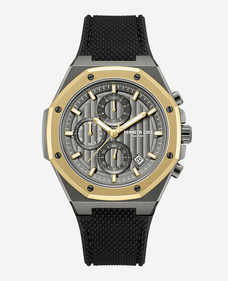 Dress Sport Chronograph Two-Tone Silicone Strap Watch