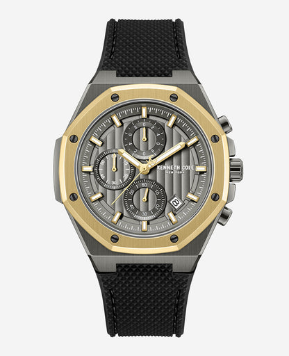 Dress Sport Chronograph Two-Tone Silicone Strap Watch