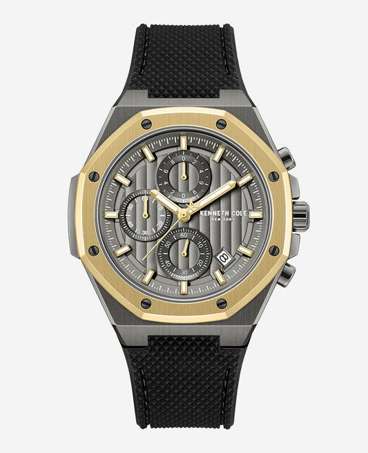 Dress Sport Chronograph Two-Tone Silicone Strap Watch