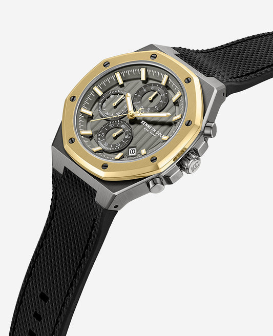 Dress Sport Chronograph Two-Tone Silicone Strap Watch