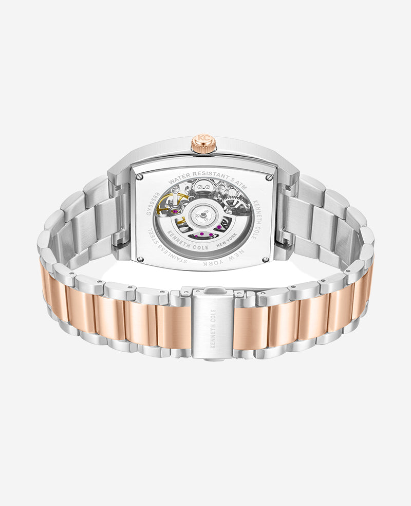 Skeleton Automatic Two-Tone Stainless Steel Bracelet Watch