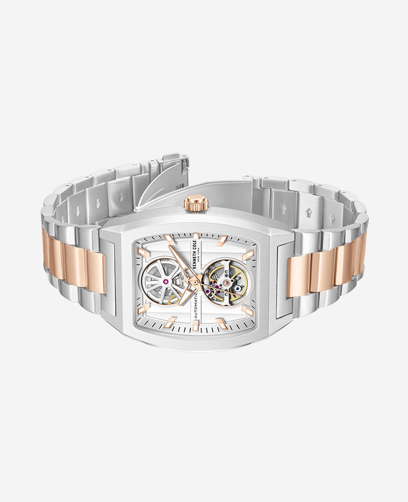 Skeleton Automatic Two-Tone Stainless Steel Bracelet Watch