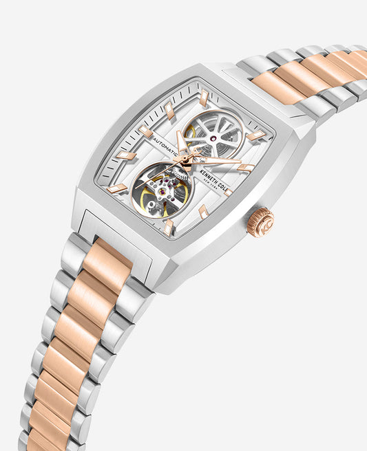 Skeleton Automatic Two-Tone Stainless Steel Bracelet Watch