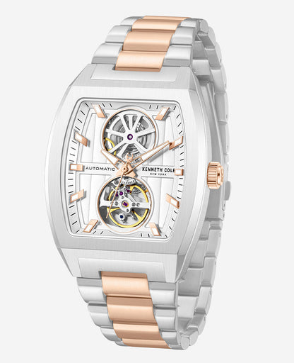 Skeleton Automatic Two-Tone Stainless Steel Bracelet Watch