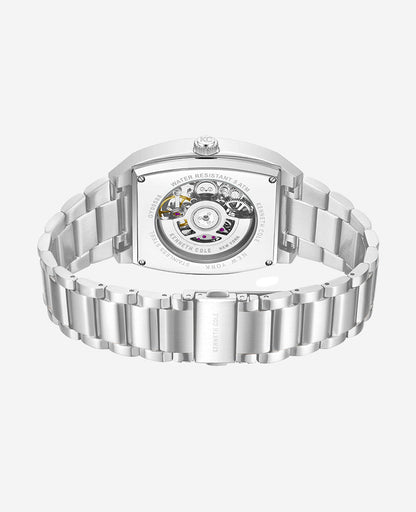Skeleton Automatic Black Dial Stainless Steel Bracelet Watch