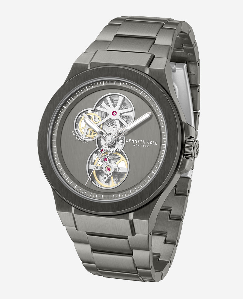 Automatic Gun Metal Stainless Steel Bracelet Watch