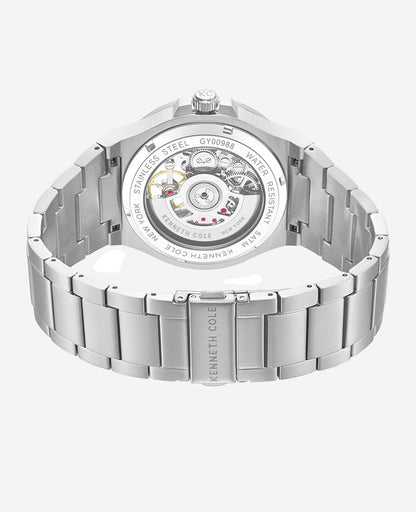 Skeleton Automatic Gunmetal Dial Stainless Steel Bracelet Watch