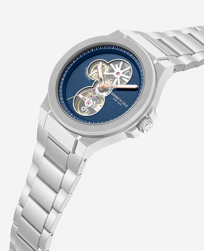 Skeleton Automatic Gunmetal Dial Stainless Steel Bracelet Watch