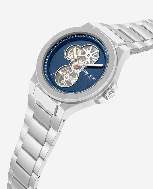Skeleton Automatic Gunmetal Dial Stainless Steel Bracelet Watch