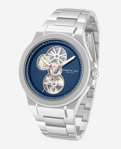Skeleton Automatic Gunmetal Dial Stainless Steel Bracelet Watch