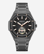 Skeleton Automatic Black Rose Gold Stainless Steel Bracelet Watch