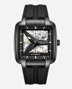 Skeleton Automatic Black Silicone Strap Watch
