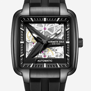 Skeleton Automatic Black Silicone Strap Watch
