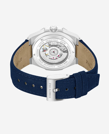 Skeleton Automatic Blue Dial Nylon Strap Watch