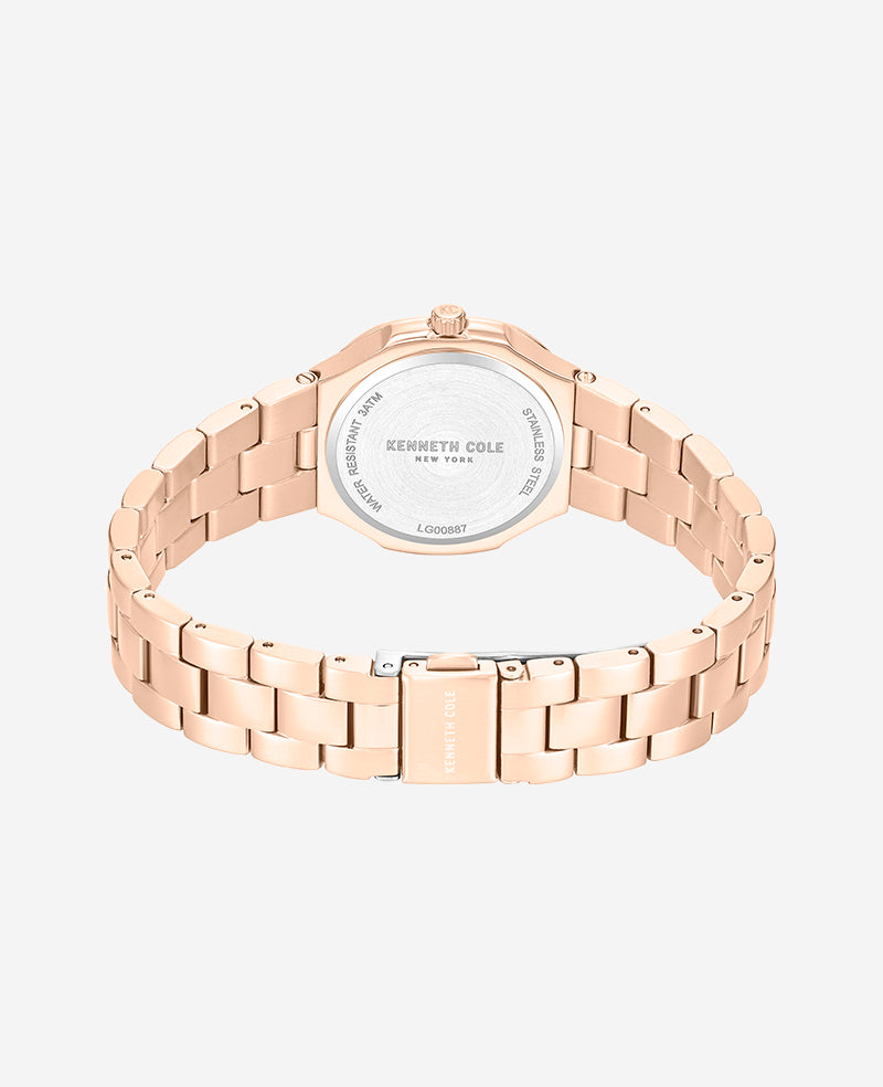 Classic Crystal Lined Outer Dial Rose Gold Bracelet Watch