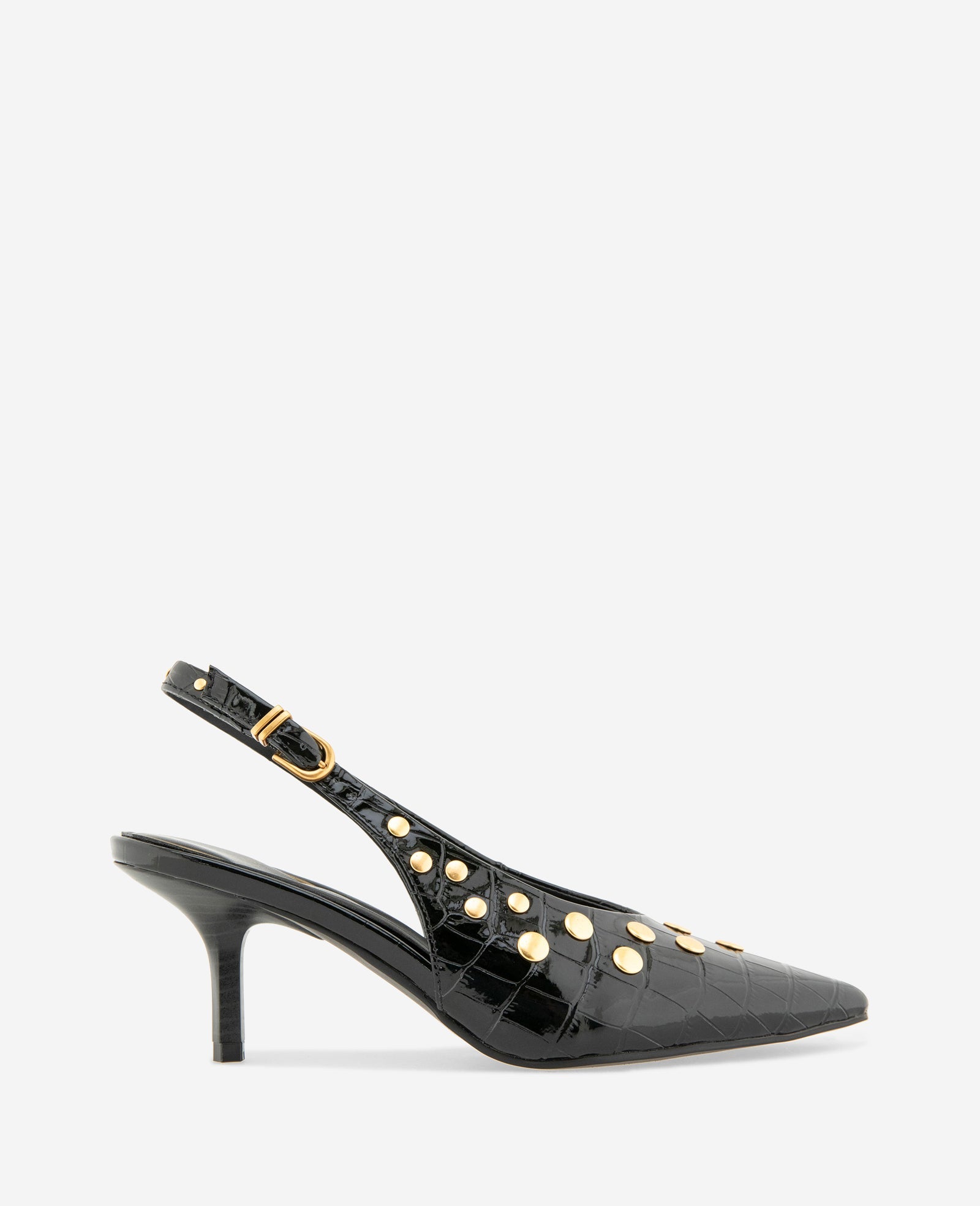Ulysses Croco Patent Stud Slingback