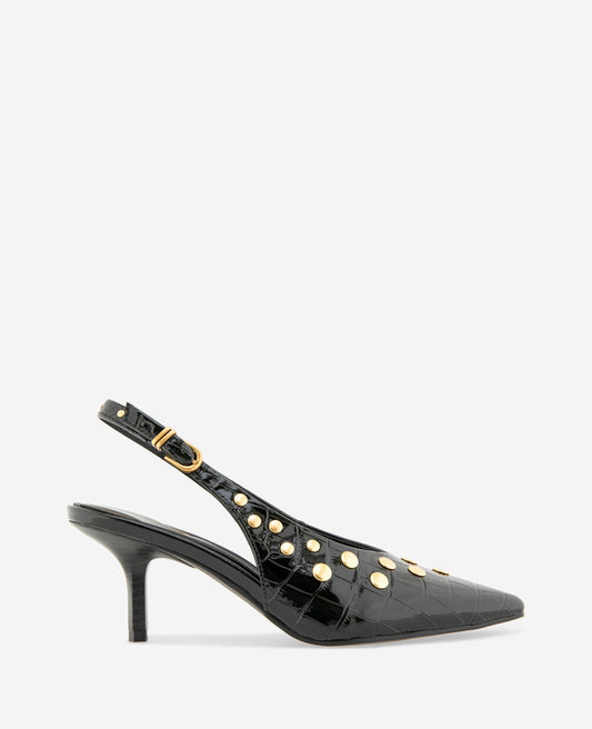 Ulysses Croco Patent Stud Slingback
