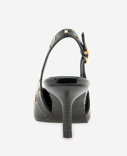 Ulysses Croco Patent Stud Slingback