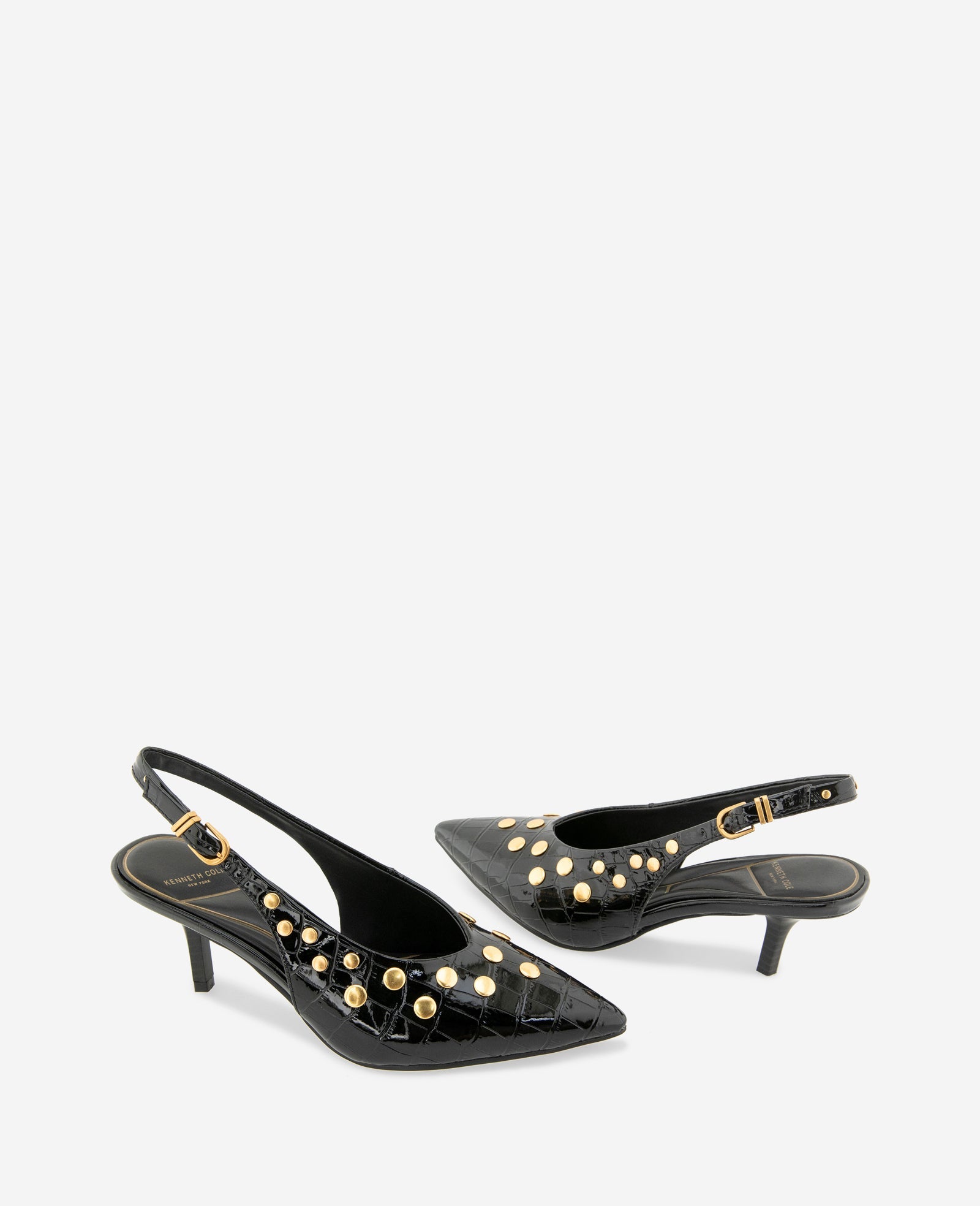 Ulysses Croco Patent Stud Slingback