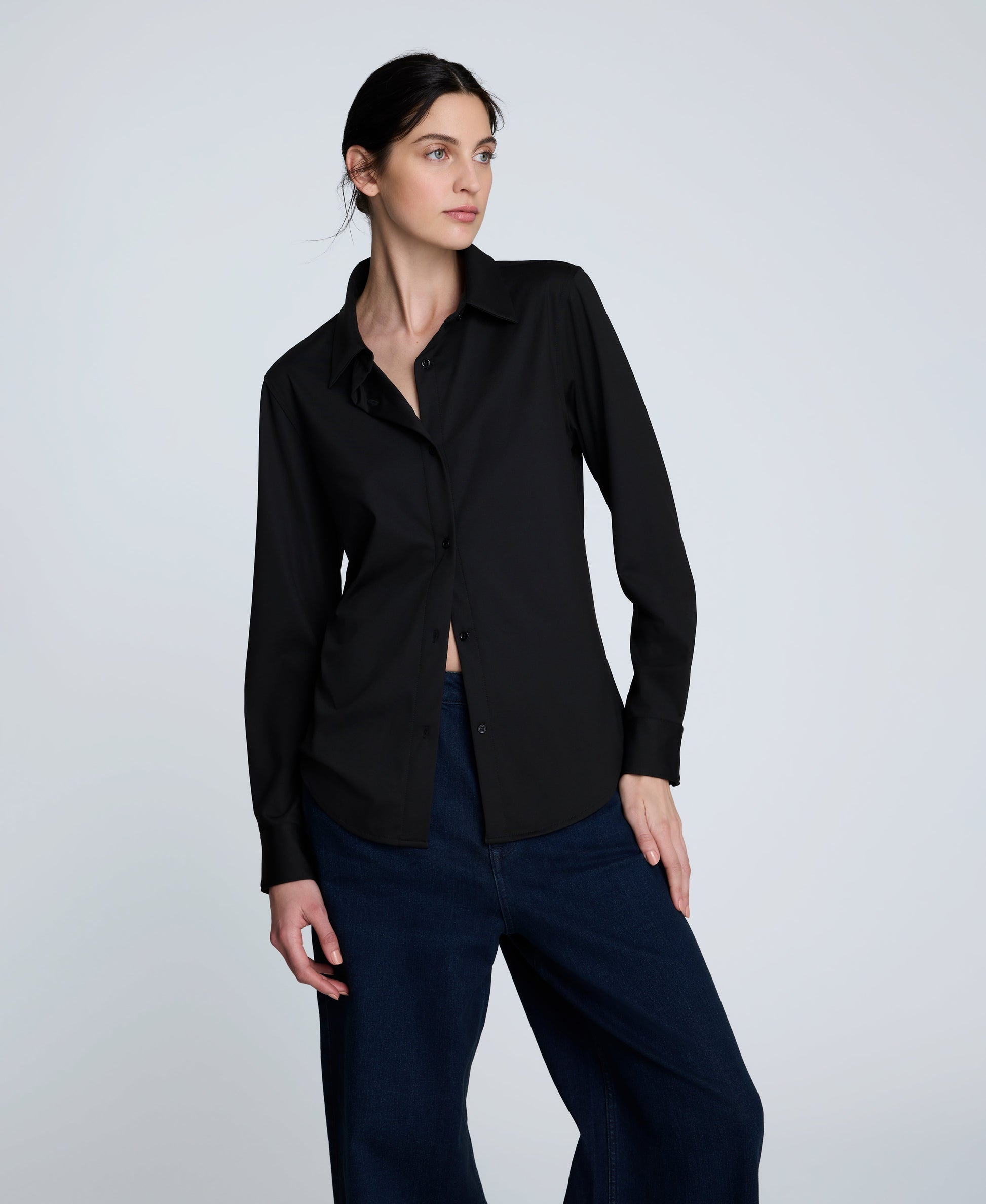 Knit Button Front Long Sleeve Shirt