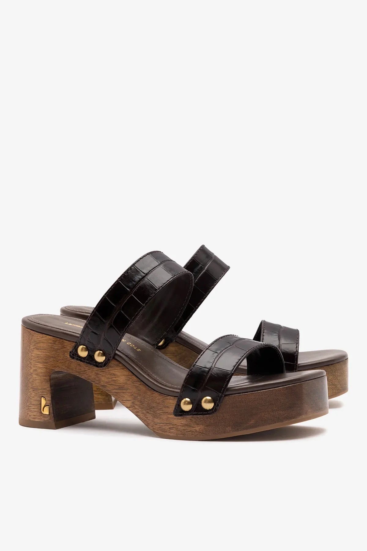 Larroudé x Kenneth Cole: Sandal Dark Oak Croco Leather