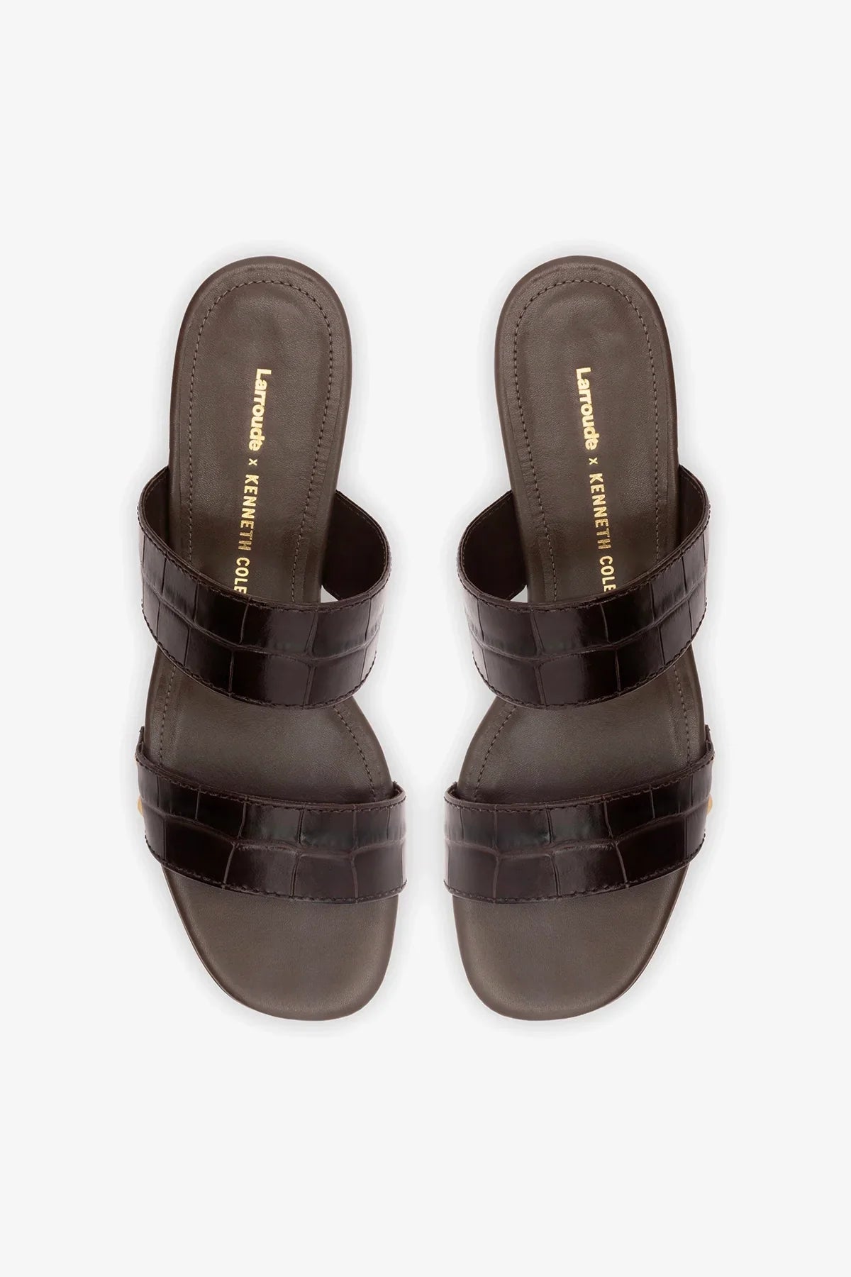 Larroudé x Kenneth Cole: Sandal Dark Oak Croco Leather