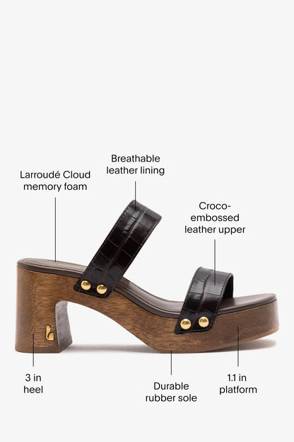 Larroudé x Kenneth Cole: Sandal Dark Oak Croco Leather