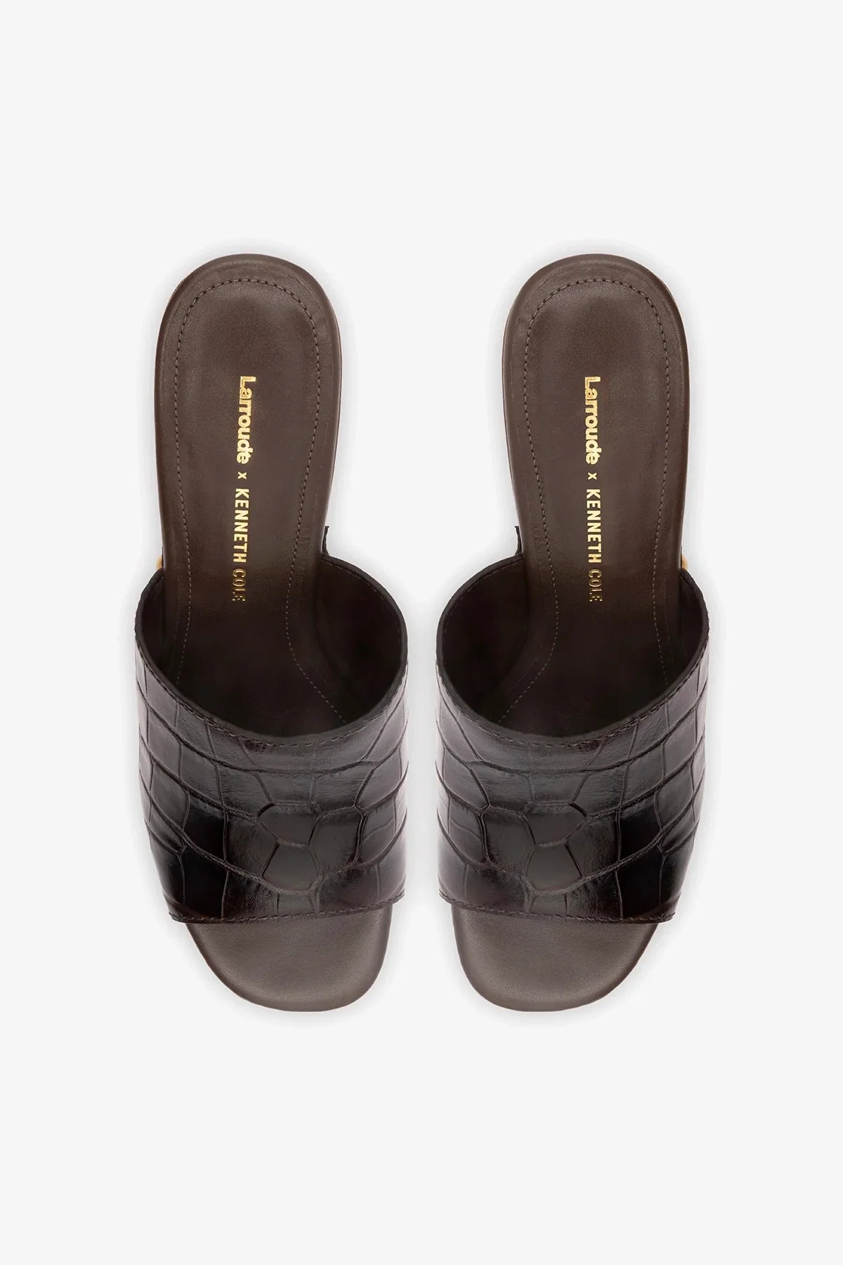 Larroudé x Kenneth Cole: Mule Dark Oak Croco Leather