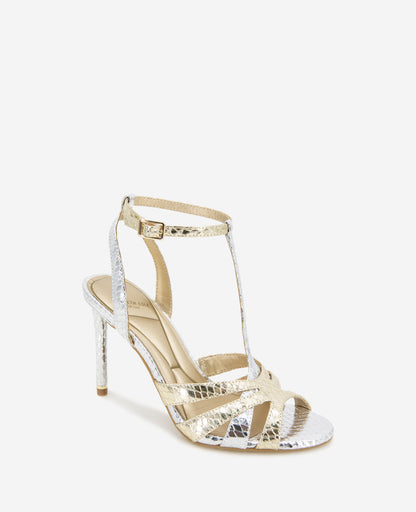 Liona Metallic Embossed Snake Heel