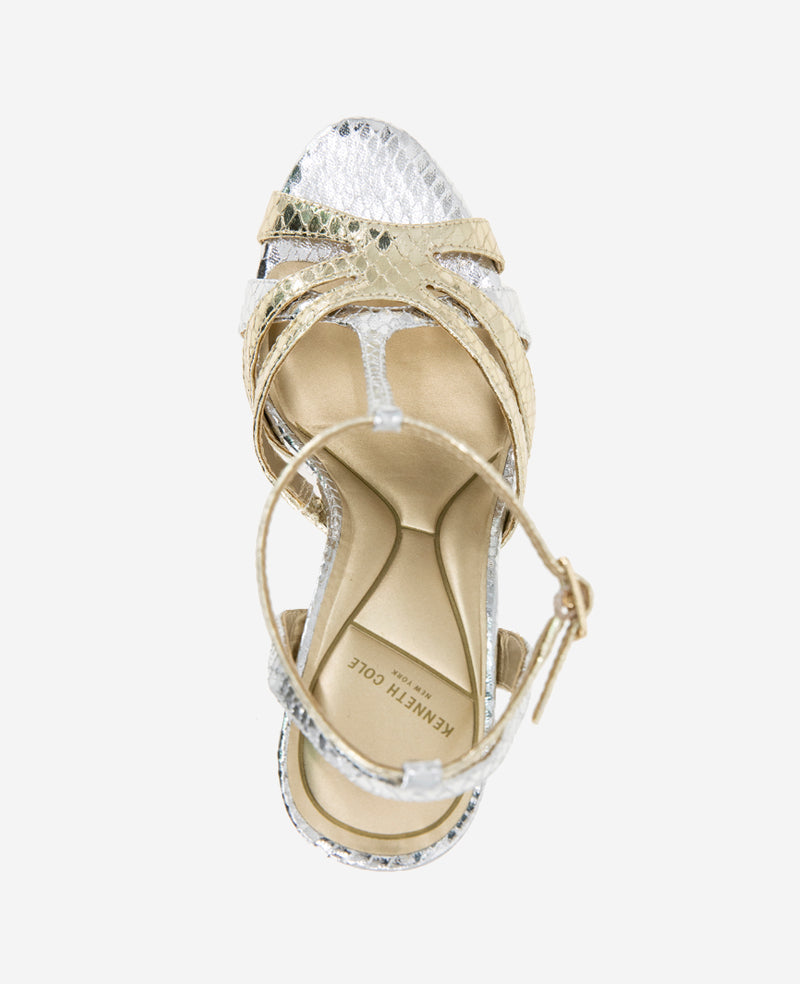Liona Metallic Embossed Snake Heel