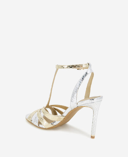 Liona Metallic Embossed Snake Heel
