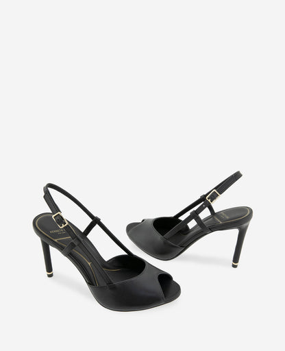 Londyn Leather Peep Toe Heel
