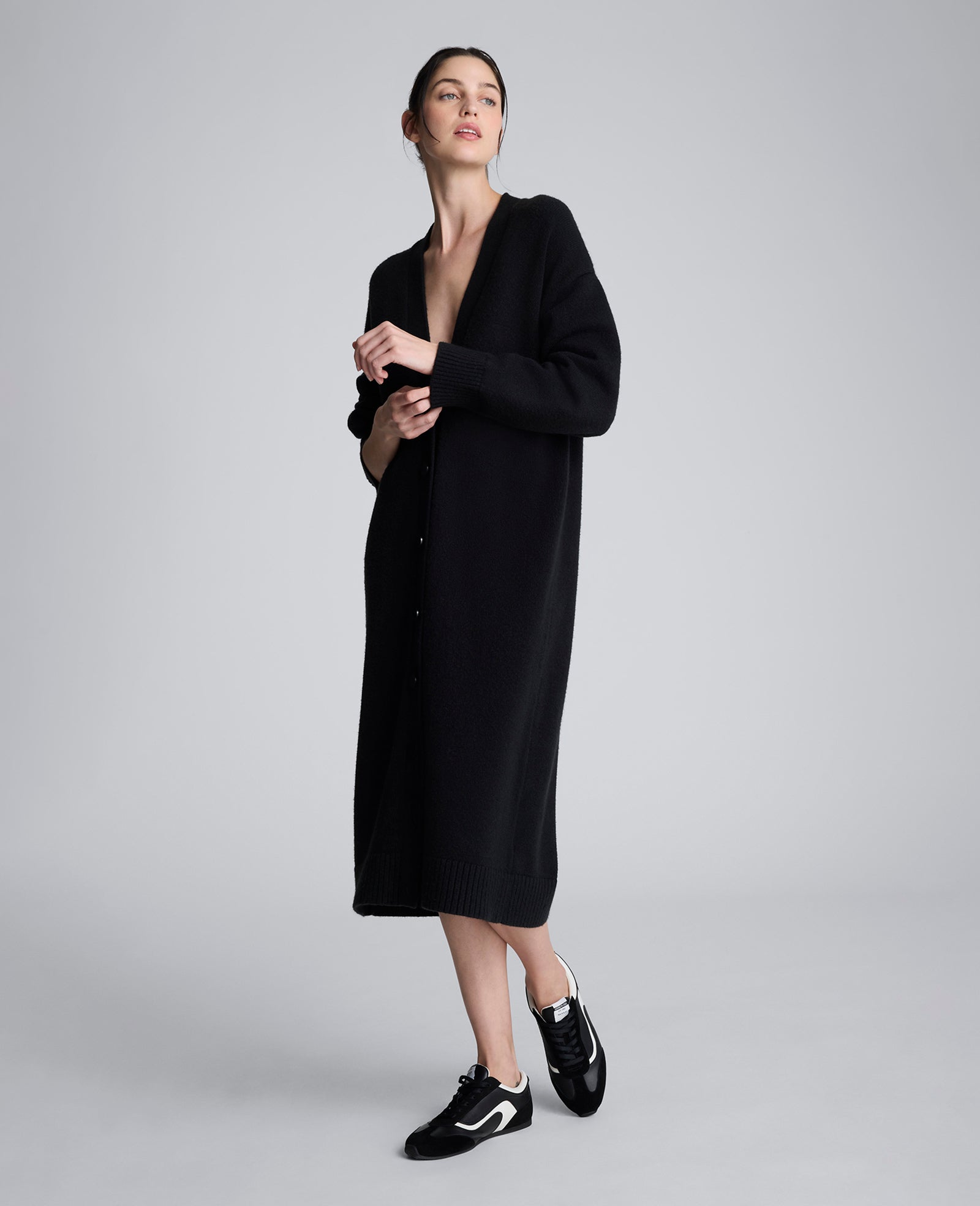 Long Button Front Cardigan Duster