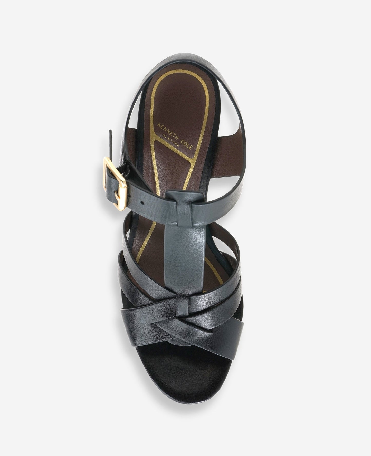 Lotus Woven Leather T-Strap Wood Platform Sandal