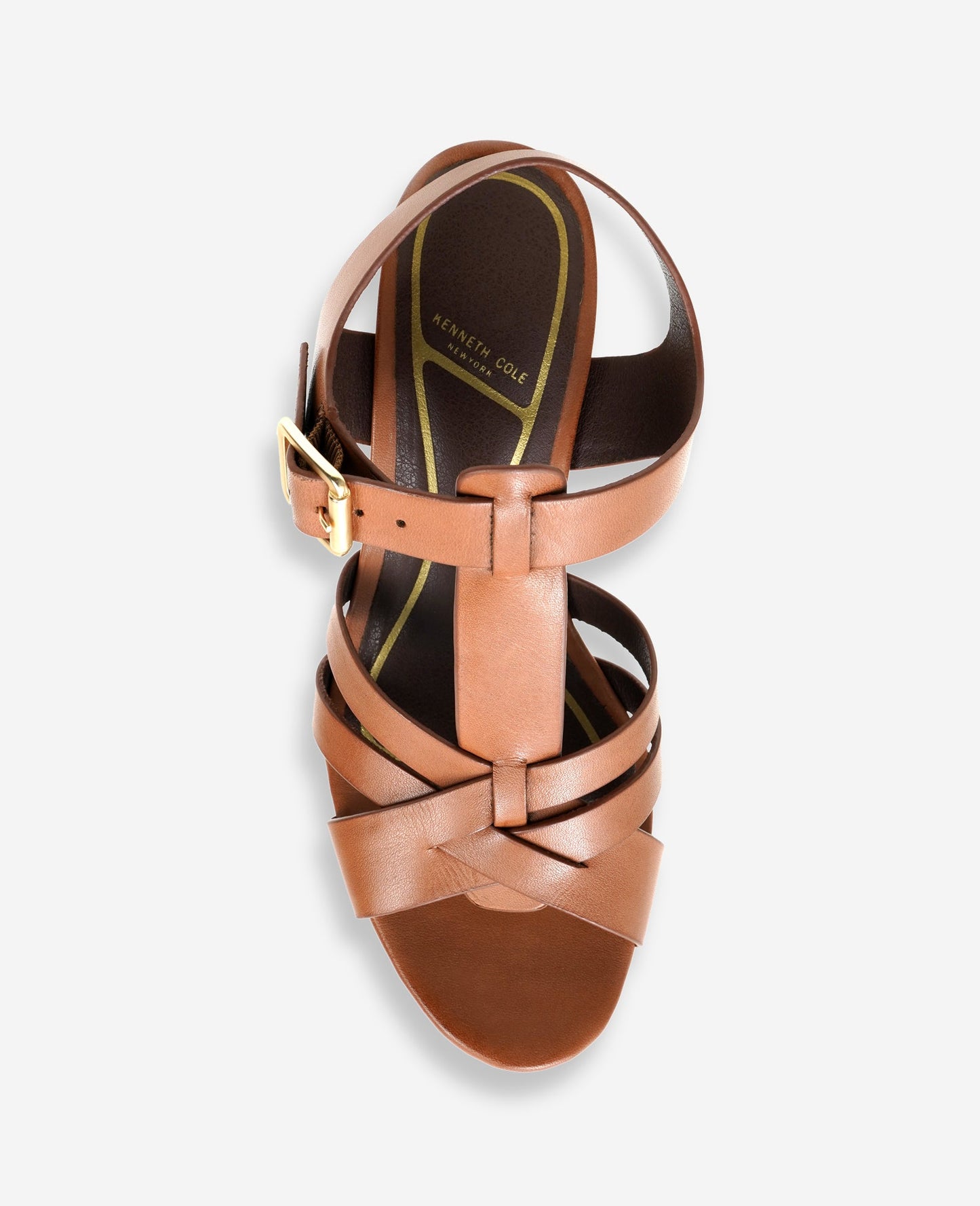 Lotus Woven Leather T-Strap Wood Platform Sandal