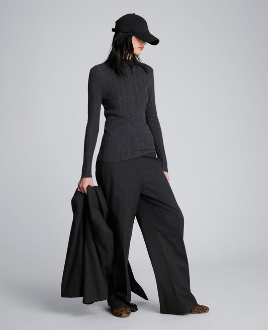 Long Sleeve Ribbed Mock Neck Sweater