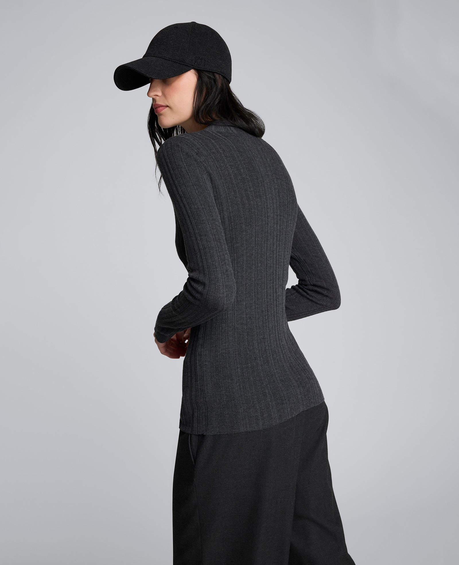 Long Sleeve Ribbed Mock Neck Sweater