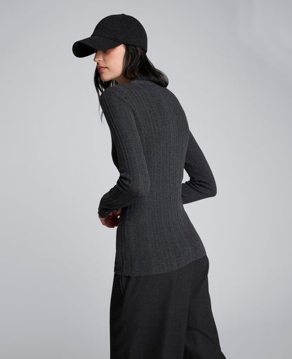 Long Sleeve Ribbed Mock Neck Sweater
