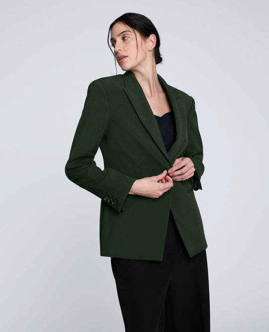 Slim One Button Jacket with Peak Lapel