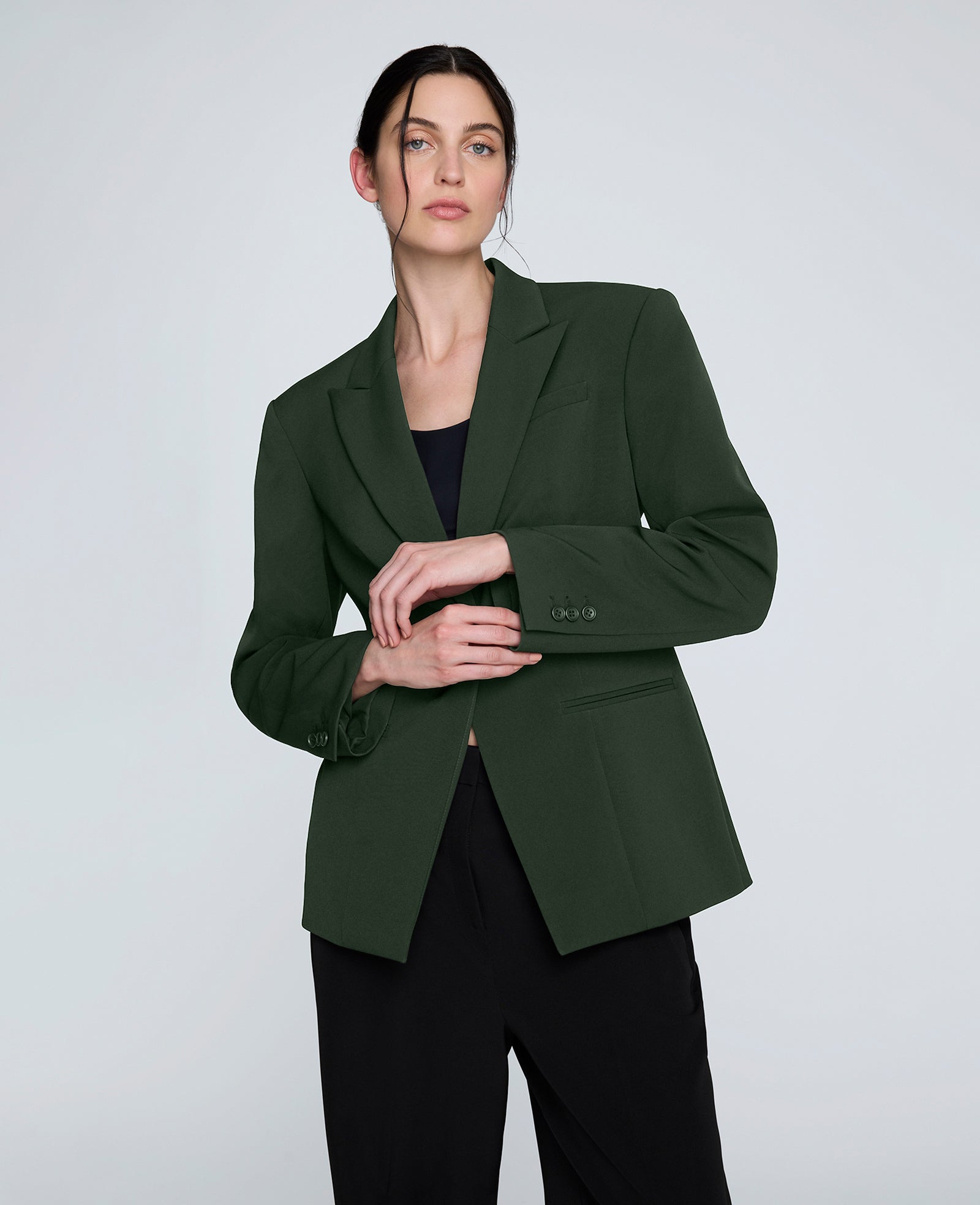 Slim One Button Jacket with Peak Lapel