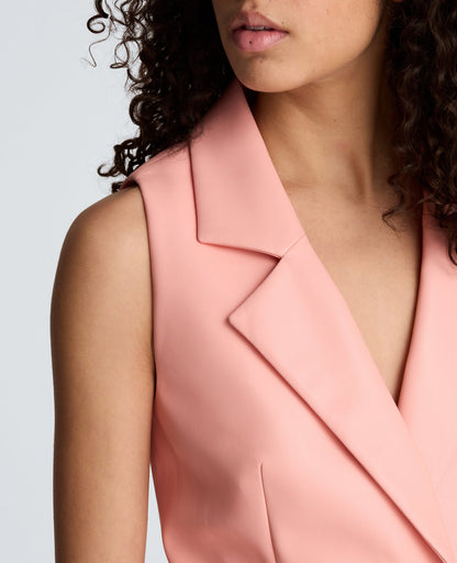 Vegan Leather Fitted One Button Notch Collar Vest