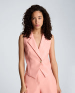 Vegan Leather Fitted One Button Notch Collar Vest