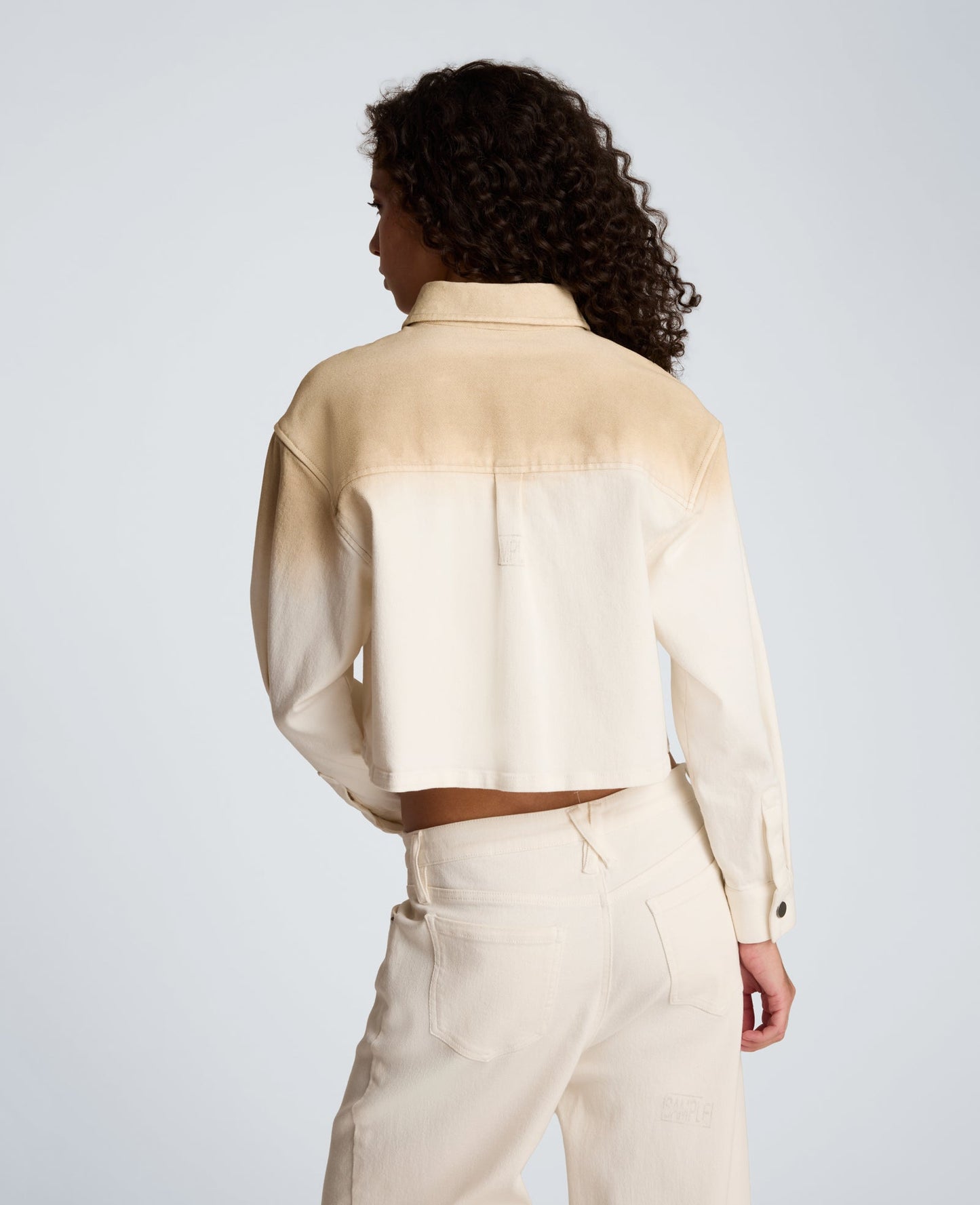 Gradient Oversized Cropped Shacket in Comfort Stretch Denim