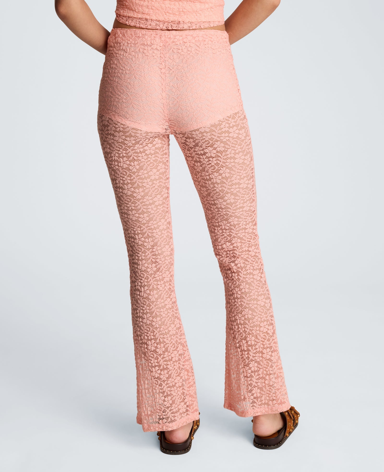 Stretch Lace Pull On Flare Pant with Inner Short
