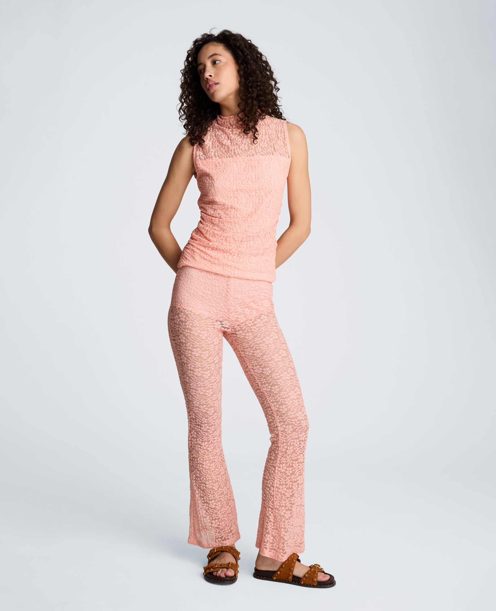 Stretch Lace Pull On Flare Pant with Inner Short