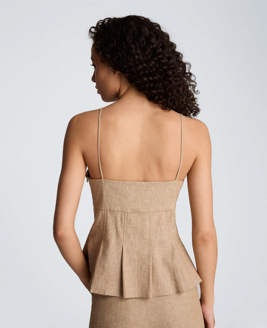 Linen Fitted Cami with Pleated Body