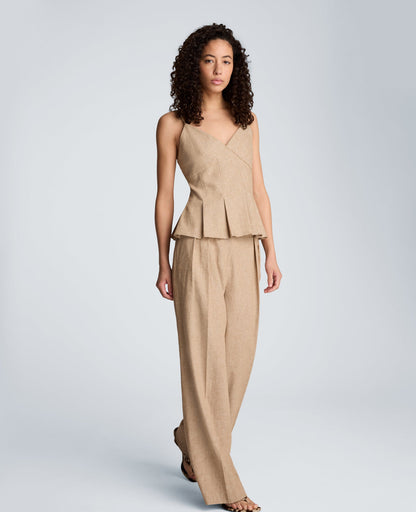 Linen Fitted Cami with Pleated Body